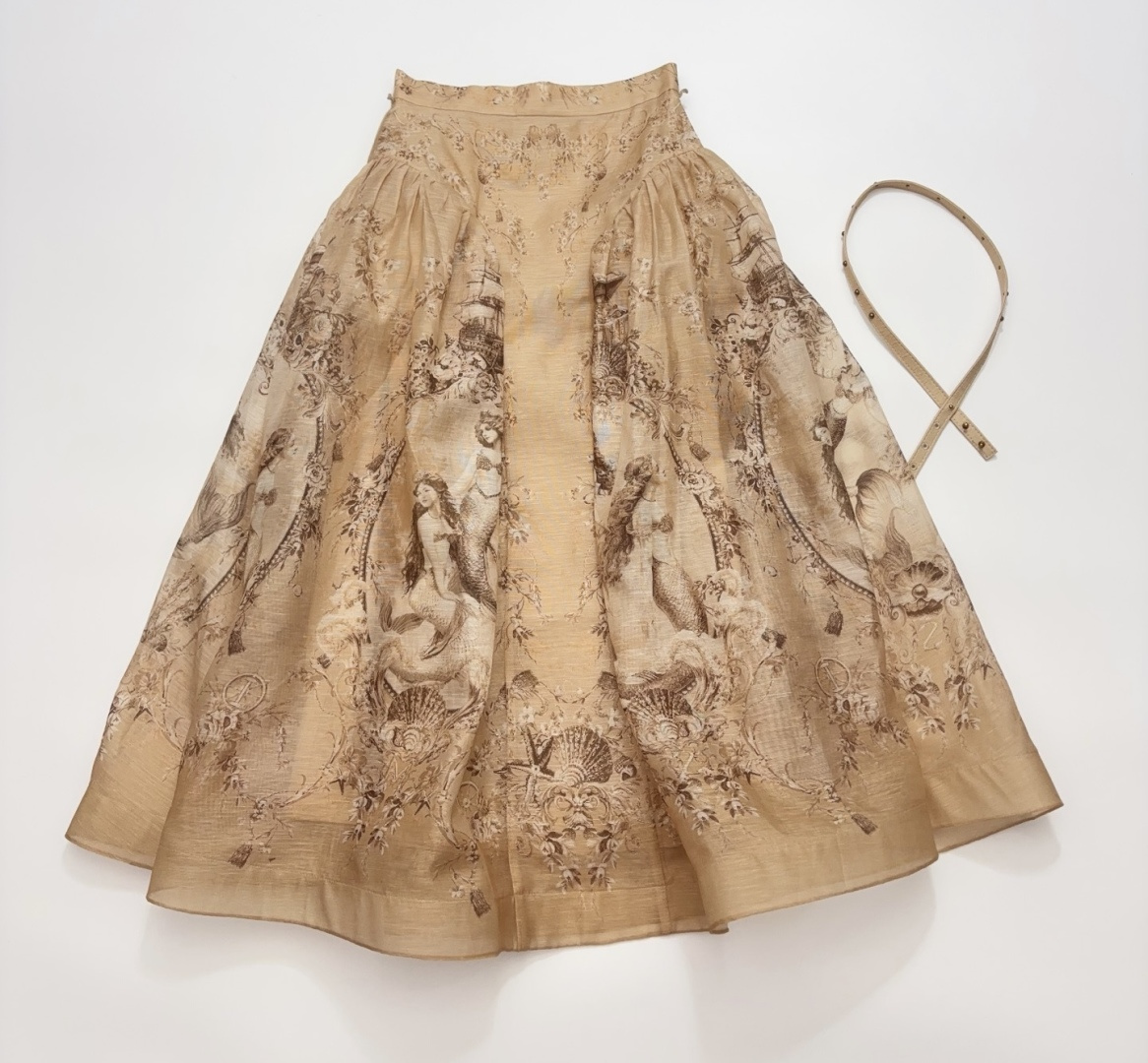 Zimmermann Pink Mermaid Print Full Midi Skirt