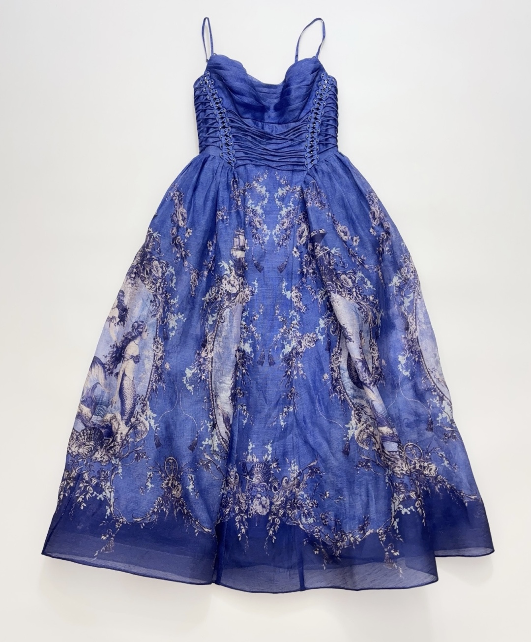 Zimmermann Purple Mermaid Print Strappy Long Dress