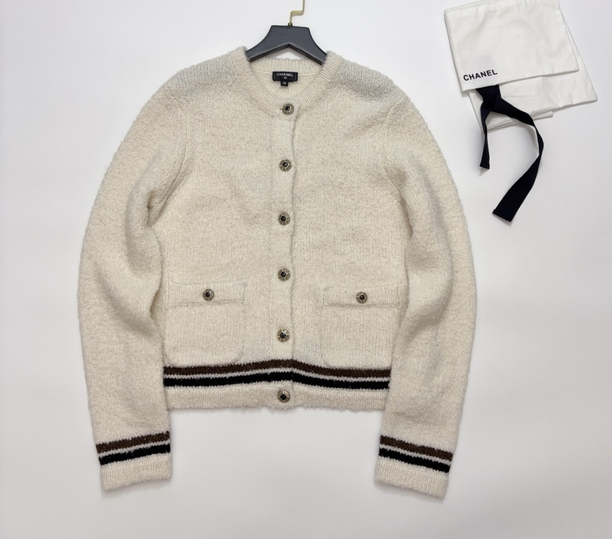 Chanel Ski Collection White Knit Cardigan