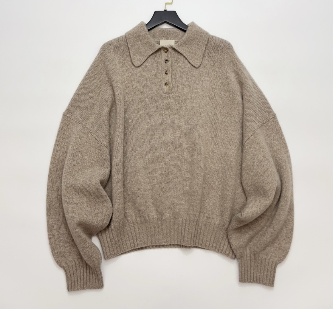Khaite Heavyweight Drop-Shoulder Oversized Polo Neck Sweater