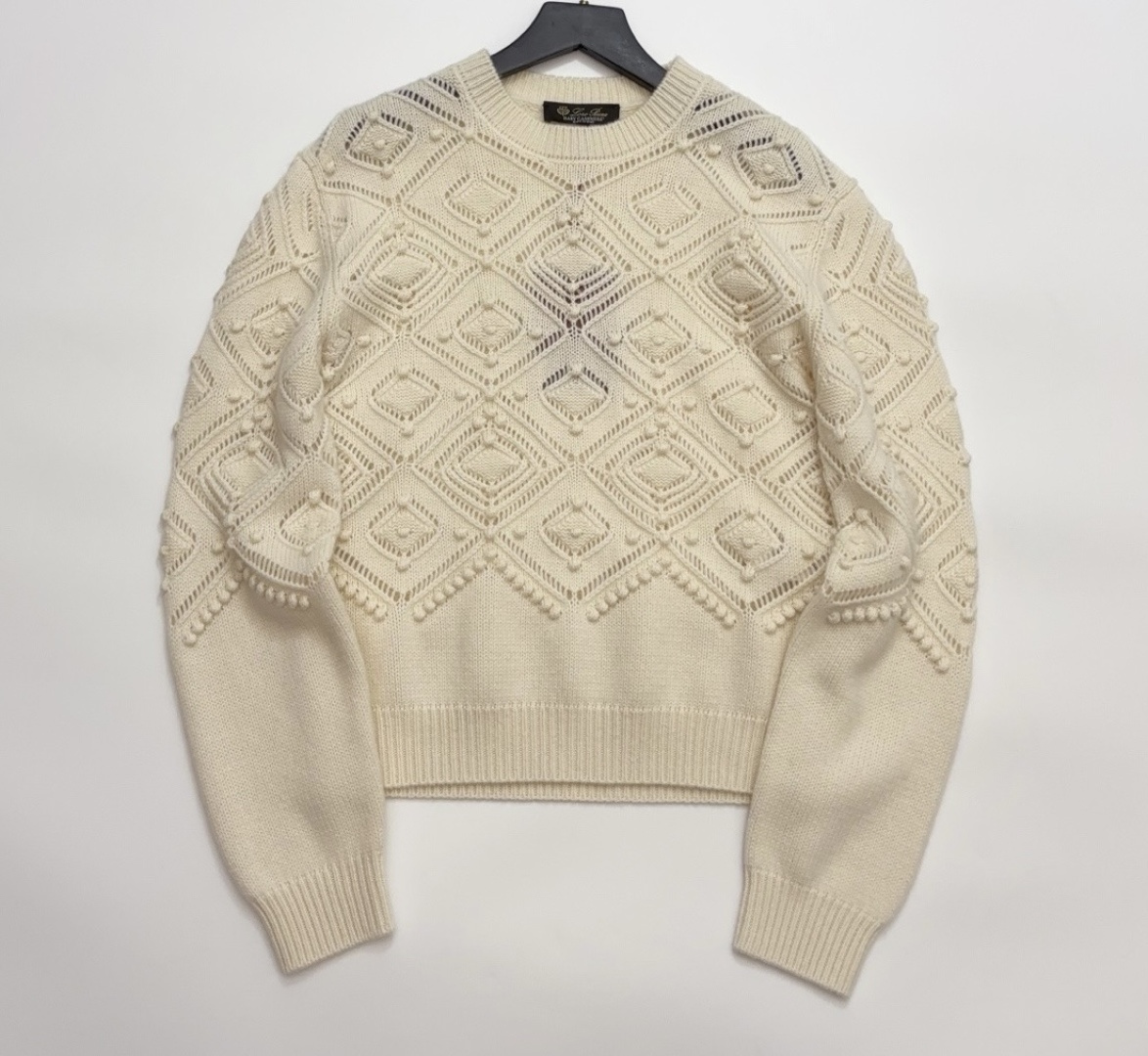 Loro Piana Hollow Out Round Neck Knitted Pullover Sweater