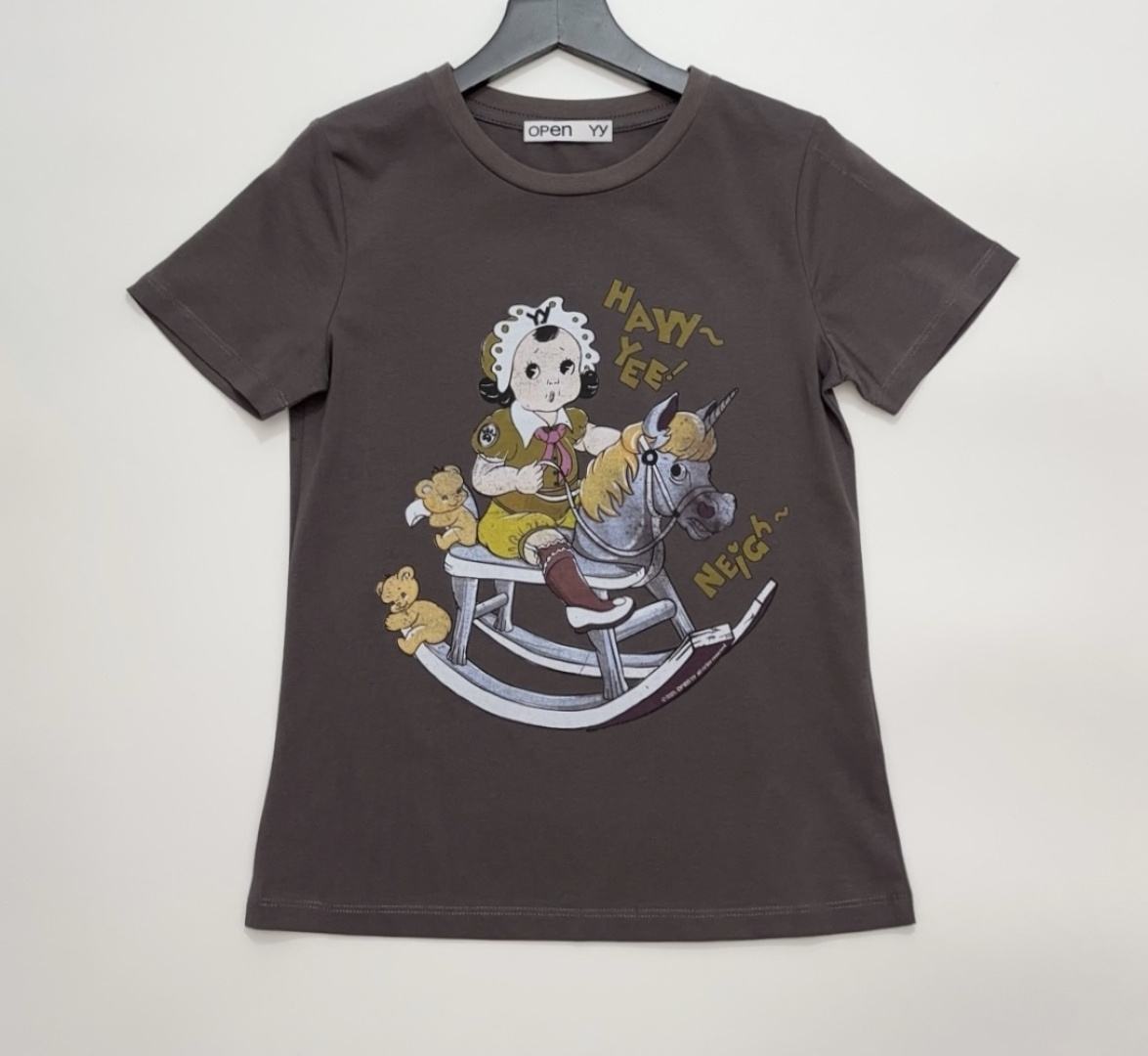 OPEN YY Pure Cotton Rock Style Cropped T-Shirt
