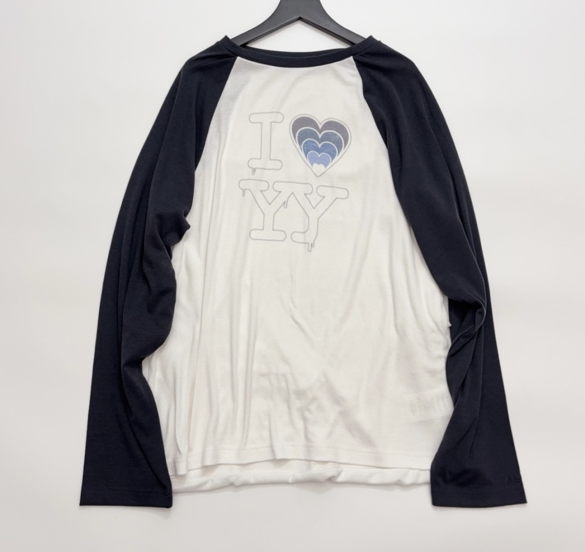 OPEN YY Early Spring 'I Love YY' Round Neck Heart Long Sleeve Loose T-Shirt