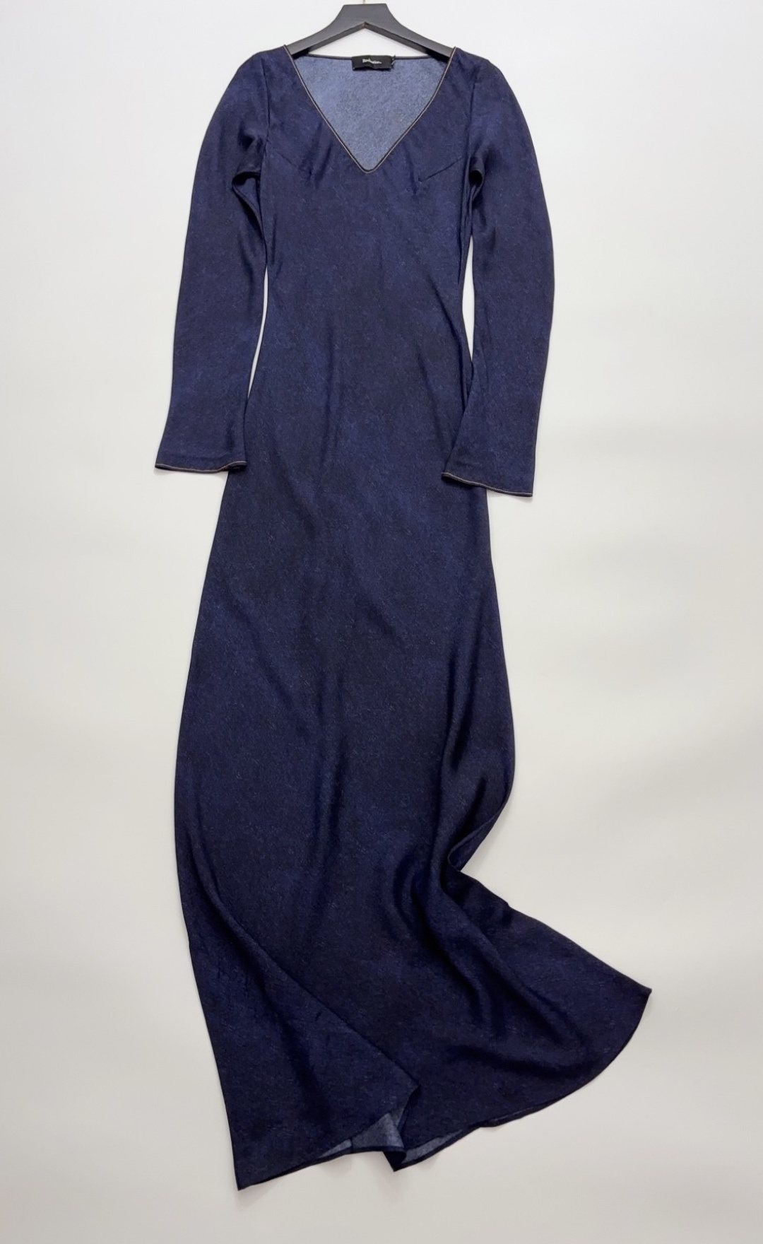 Réalisation Par The Odilia Blue V-Neck Bias-Cut Long-Sleeve Silk Maxi Dress