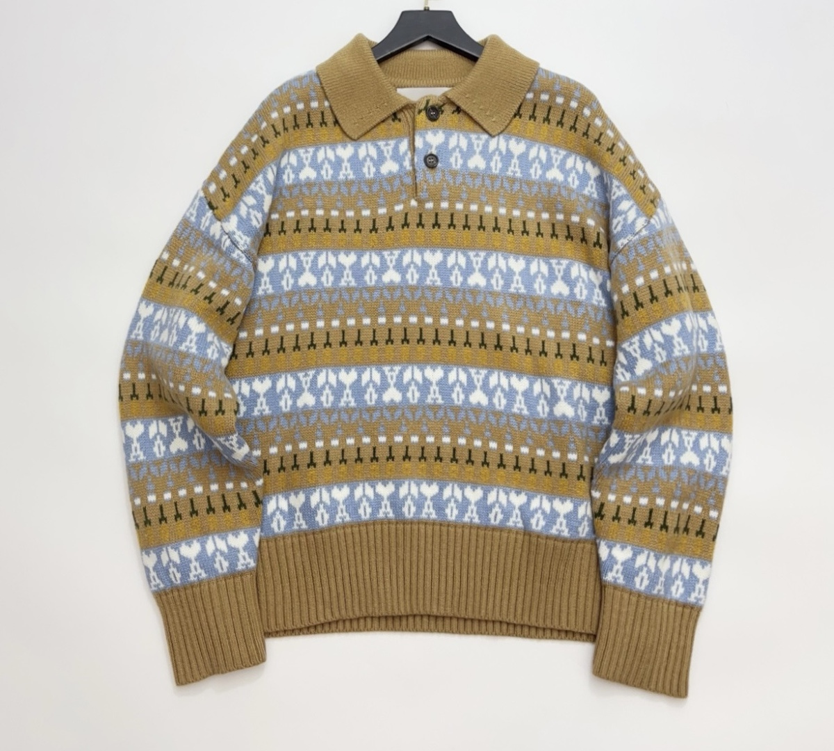 AMI Paris AMI Wool Jacquard Polo Knit Sweater