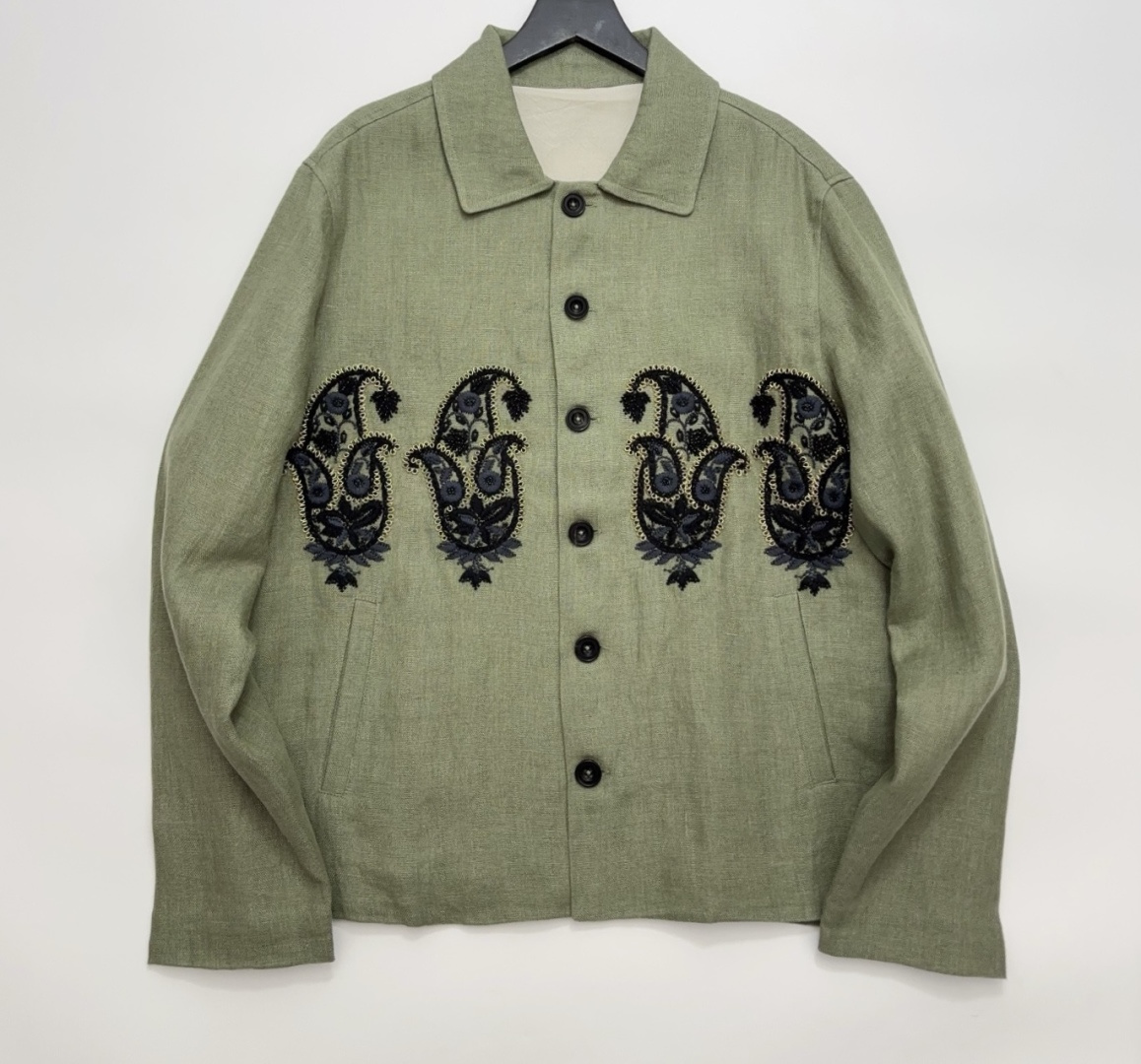 Kartik Research Embroidered Crochet Stitch Green Shirt Top