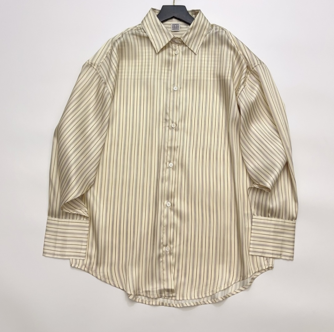 Toteme Classic Striped Relaxed Fit Long Sleeve Shirt