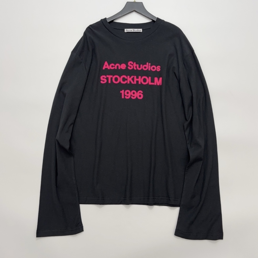 Acne Studios Spring 1996 Flocked Red Letter Long Sleeve T-Shirt Top