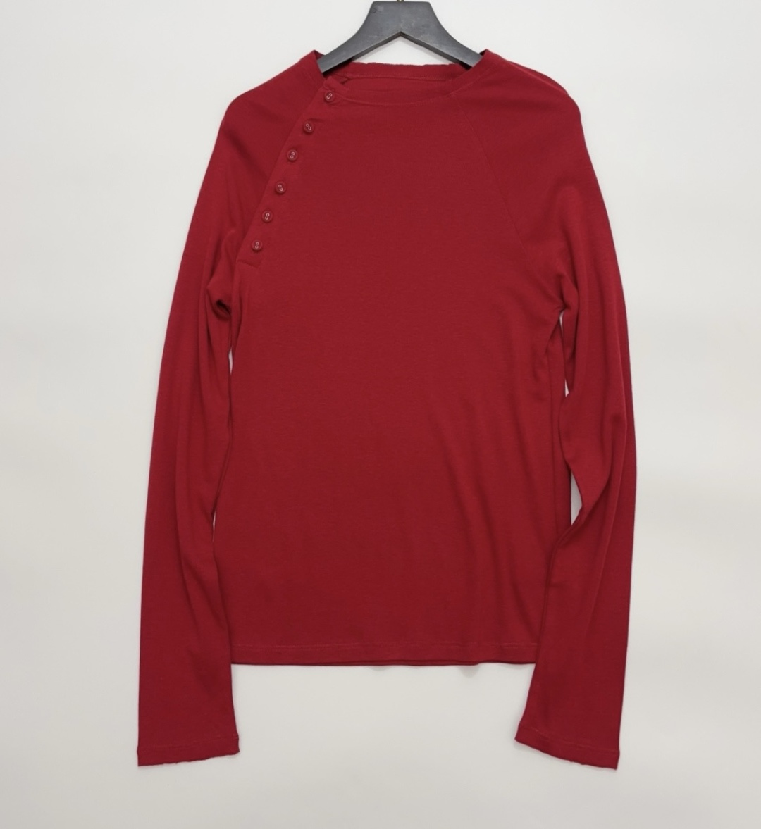 Chinese Style Asymmetrical Placket Slim Fit Knit Top