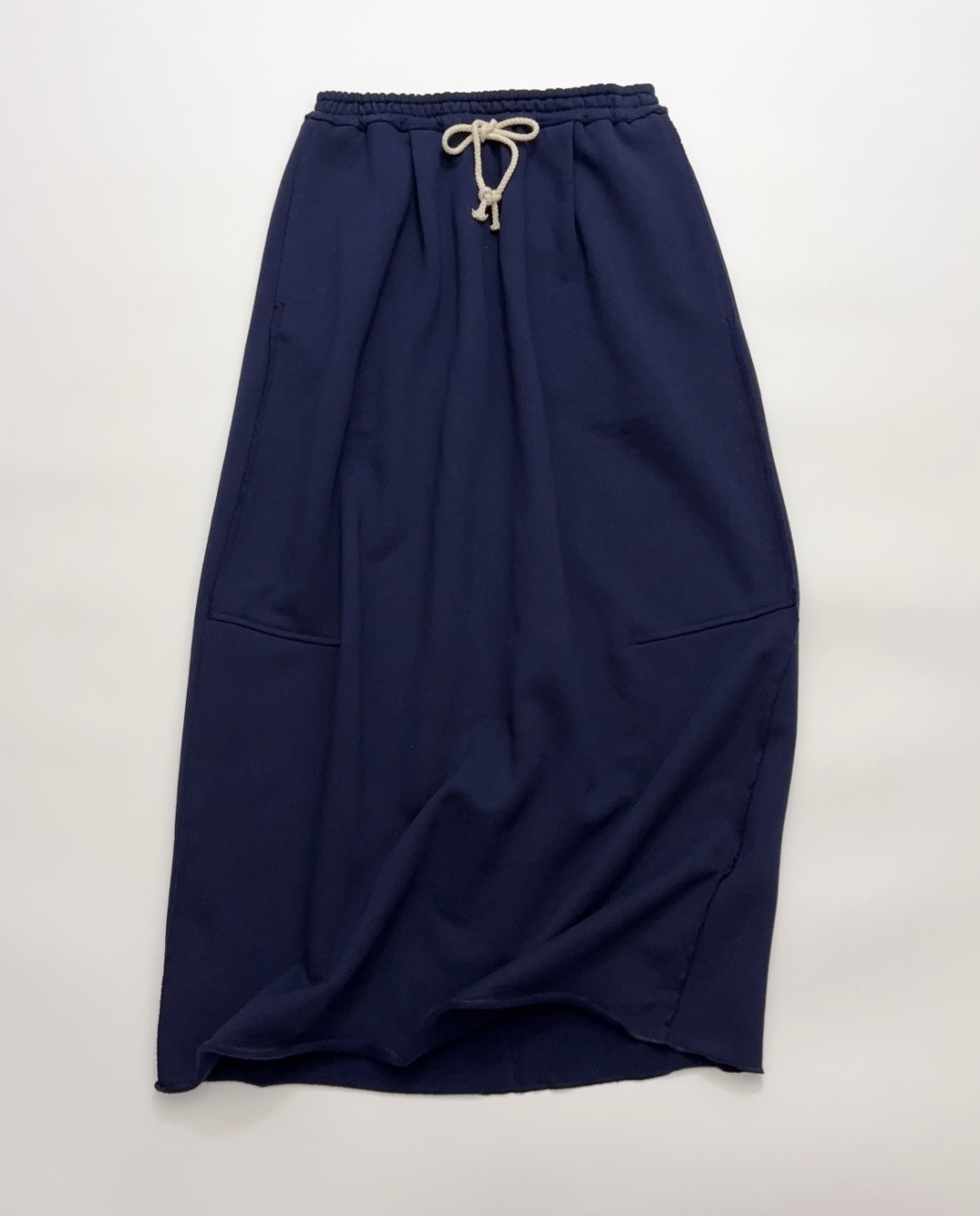 Relaxed Fringed Patchwork Cotton Fleece Half Skirt