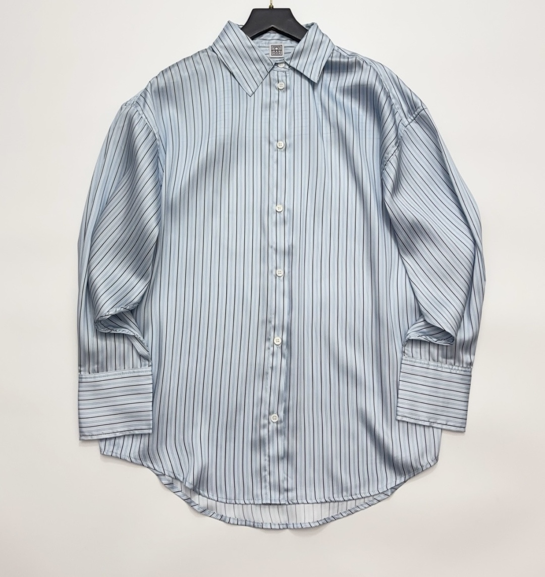 Toteme Classic Striped Relaxed Fit Long Sleeve Shirt