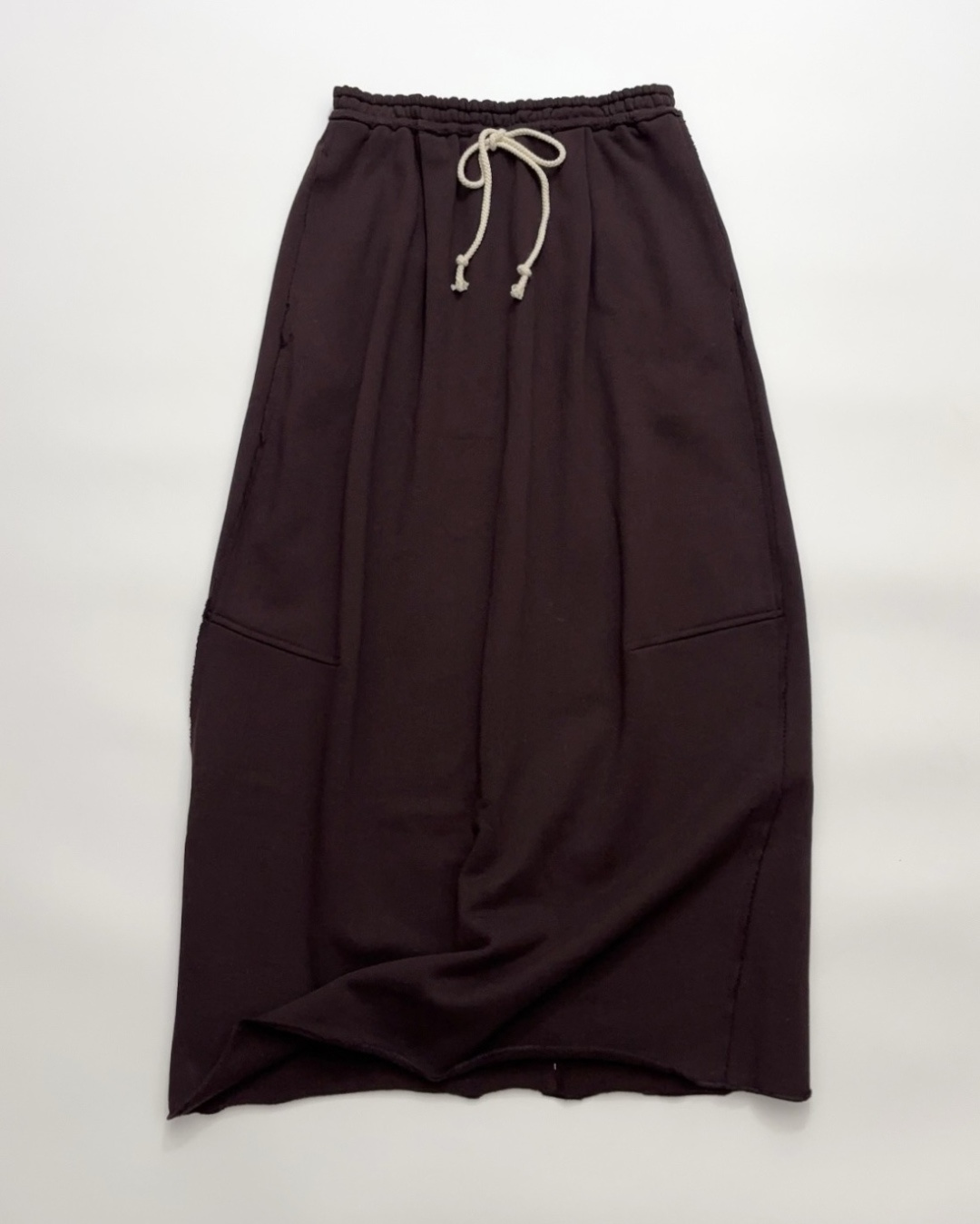 Relaxed Fringed Patchwork Cotton Fleece Half Skirt
