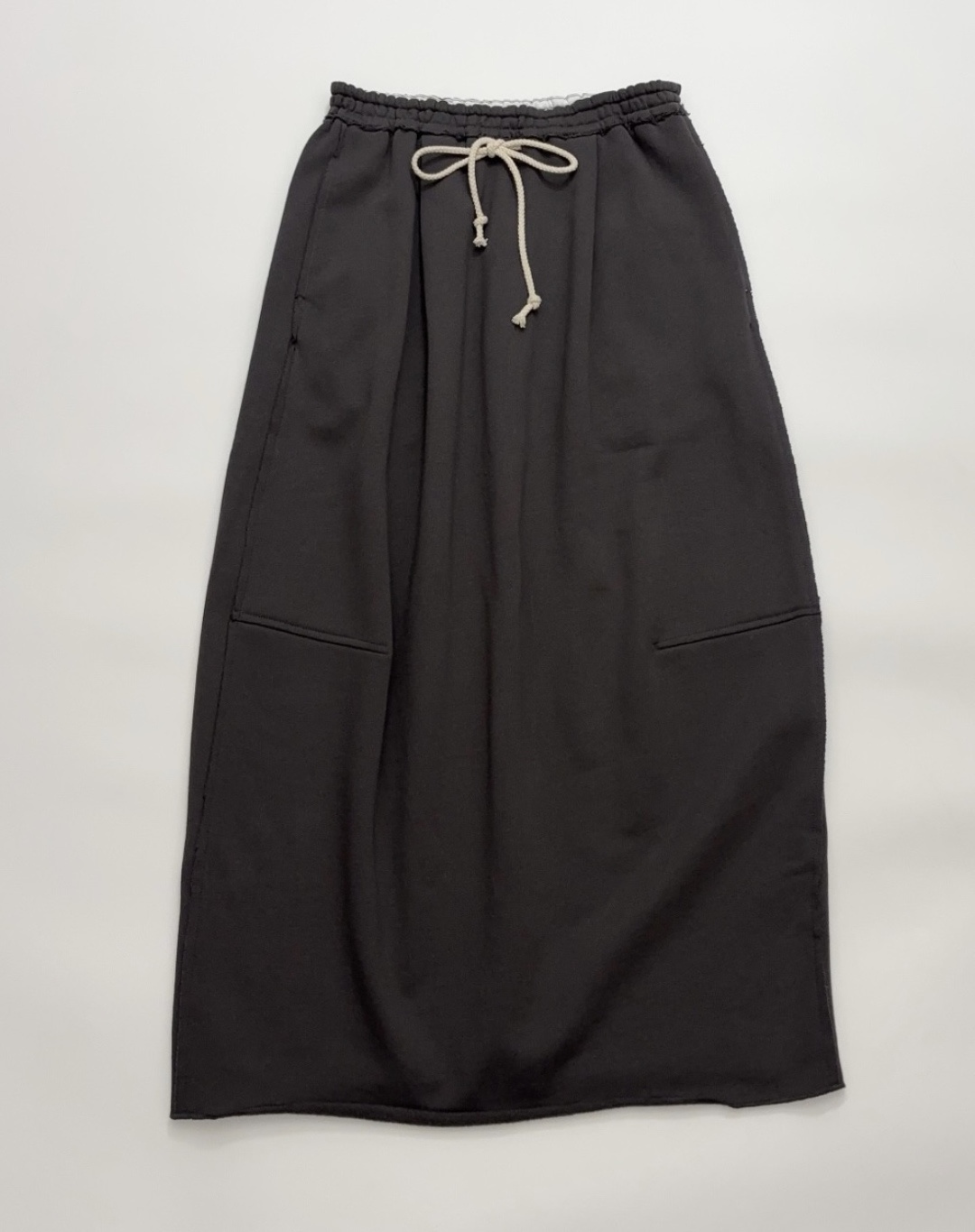 Relaxed Fringed Patchwork Cotton Fleece Half Skirt