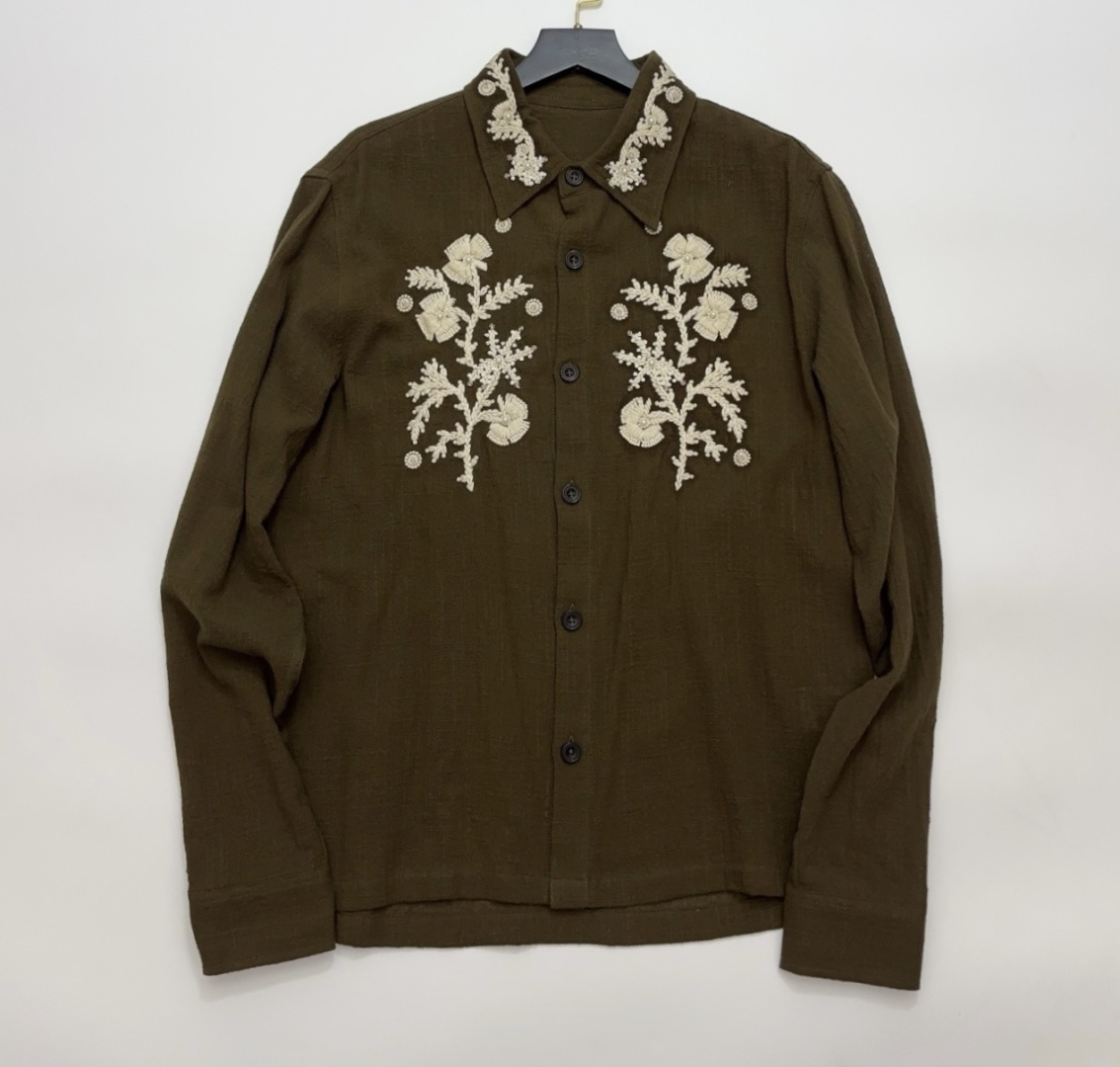 Kartik Research Embroidered Faux Pearl Cotton Shirt Top