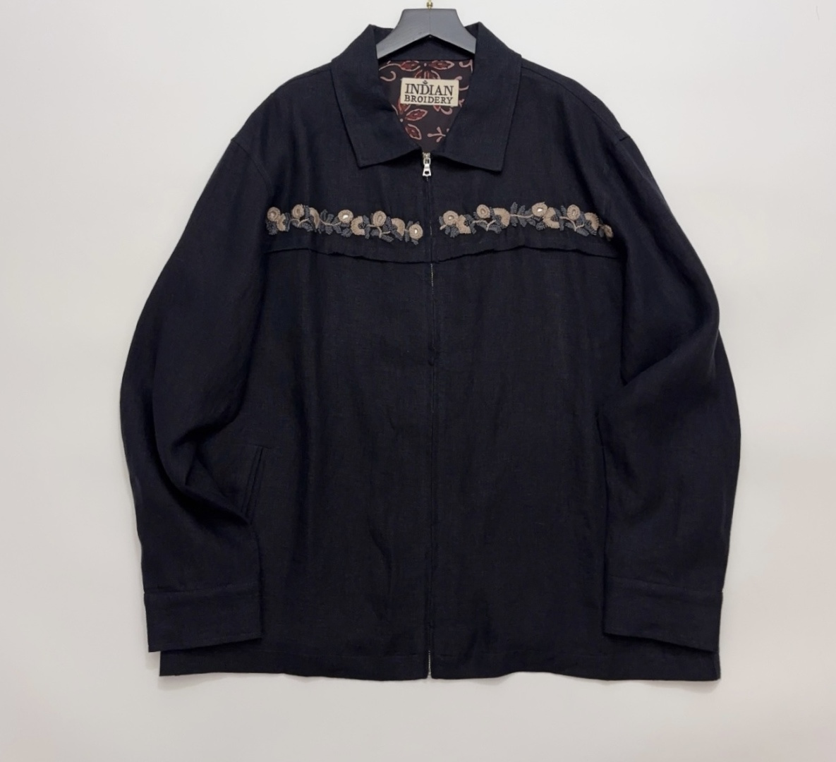 Kartik Research Linen Embroidered Lapel Jacket