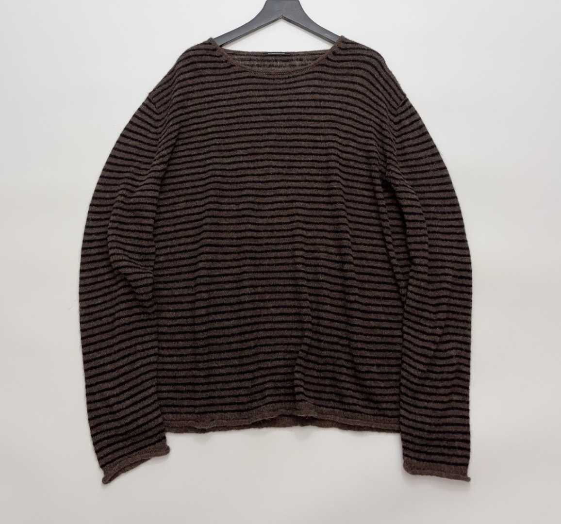 Our Legacy Rigid Brown Striped Round Neck Vintage Casual Long Sleeve Top