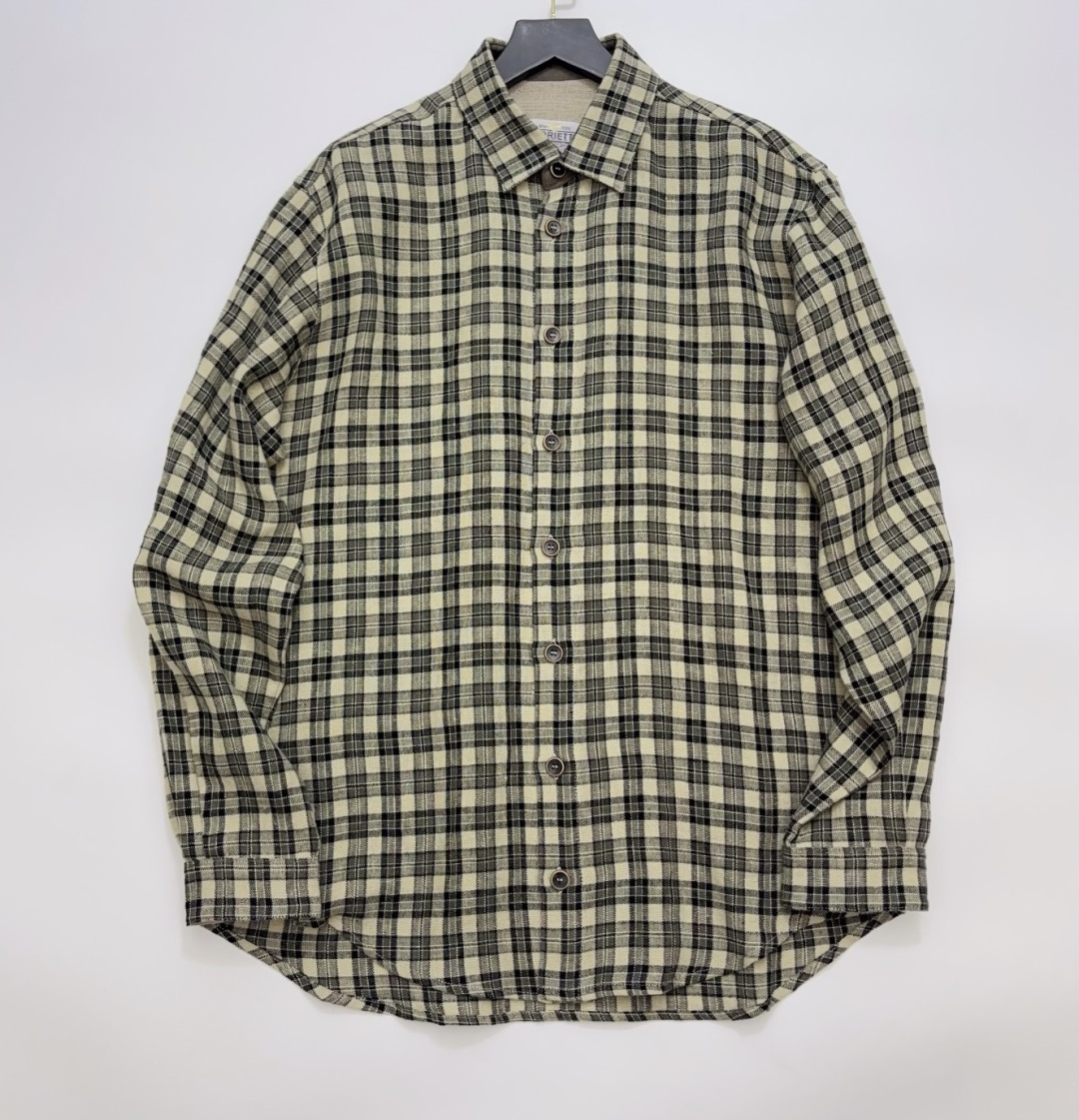 Gloriette Heavyweight Linen Yarn-Dyed Plaid Vintage American Loose Fit Shirt Jacket