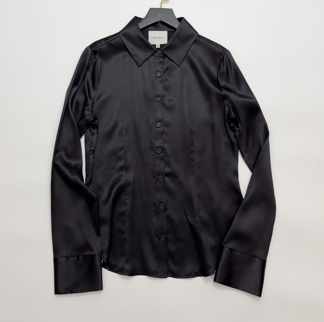 Reformation Commuter Silk Long Sleeve Women's Shirt