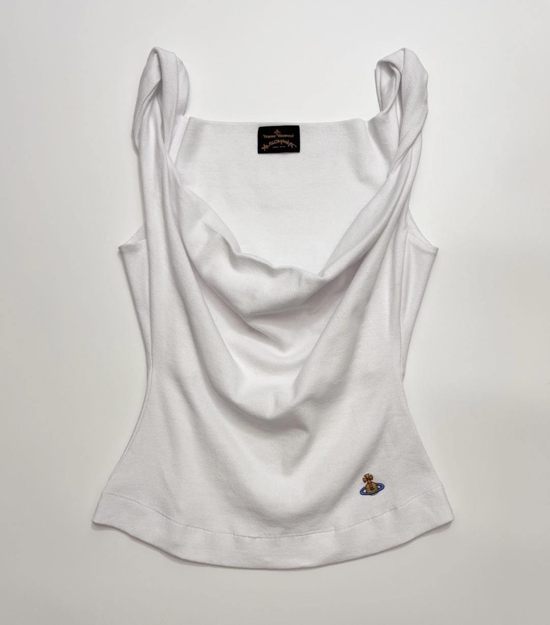 Vivienne Westwood Off-Shoulder Pure Cotton Waist-Cinching Sleeveless T-Shirt