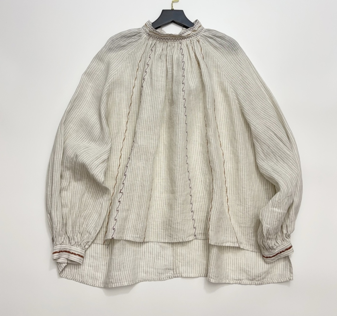 Archive Designer Heavy Industry Special Embroidered Linen Stripe Shirt