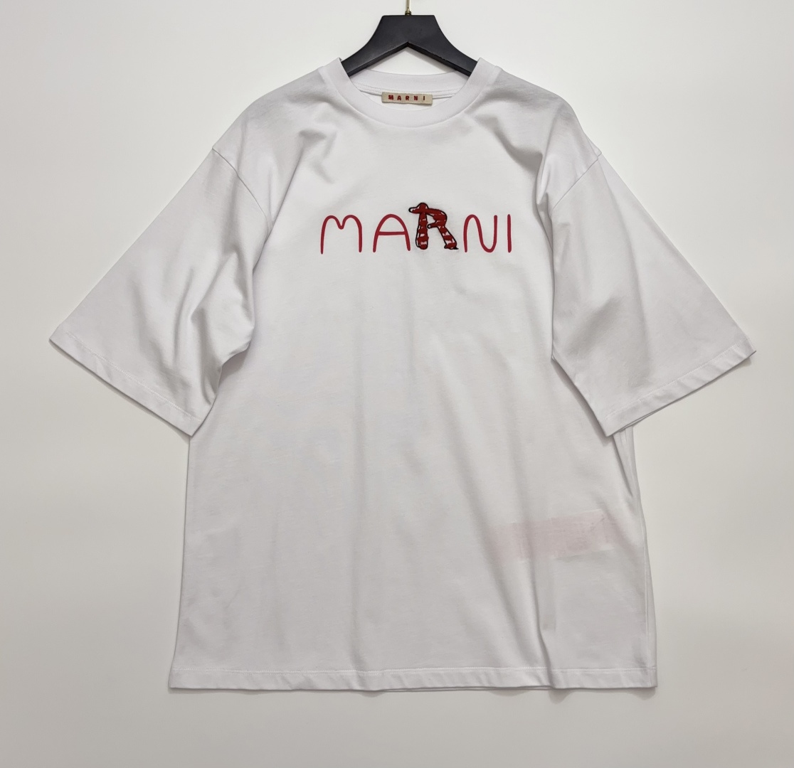 Marni Red Letter Loose Short-Sleeve T-Shirt