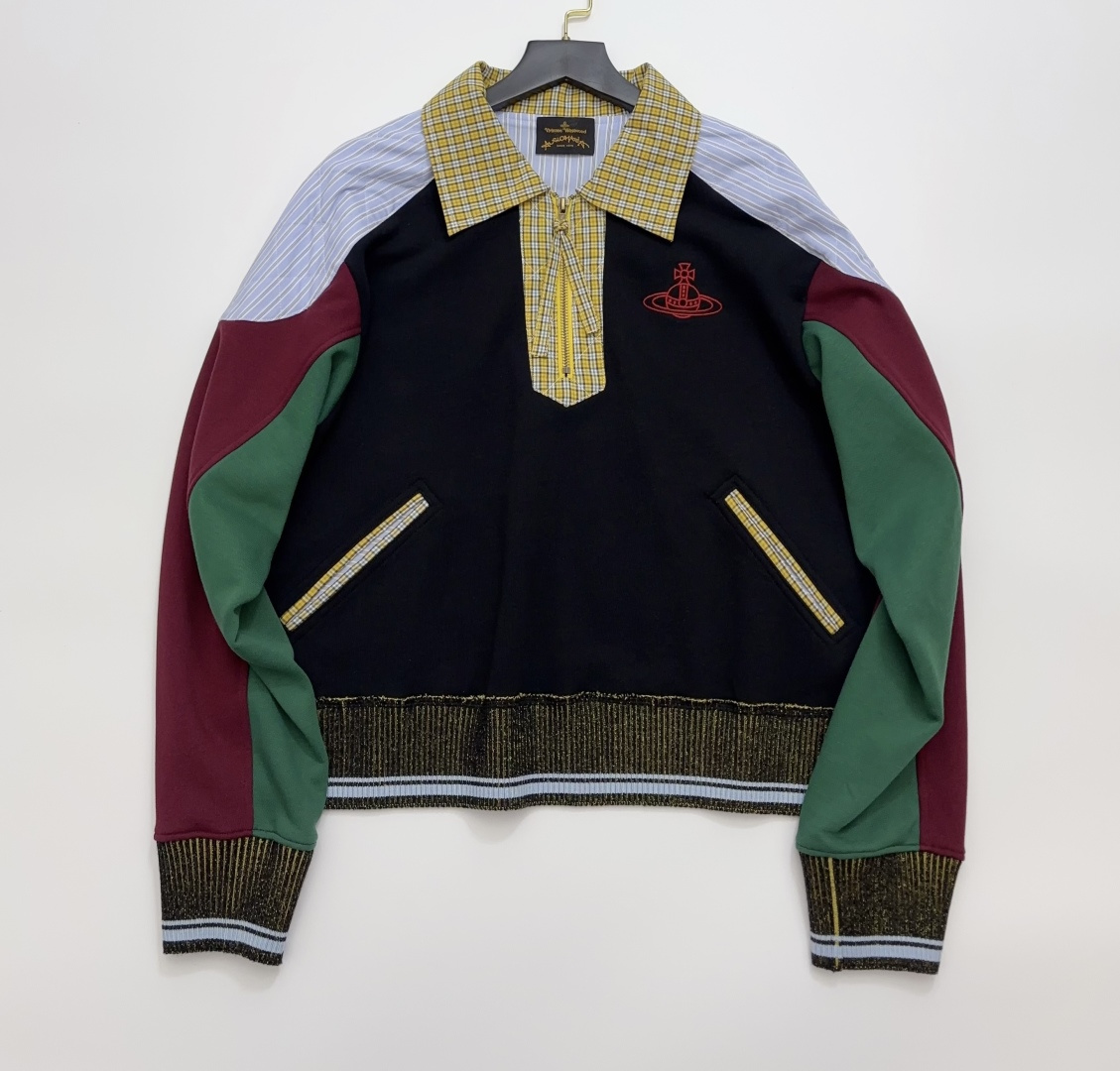 Vivienne Westwood Saturn Patchwork Half-Zip Pullover Sweatshirt