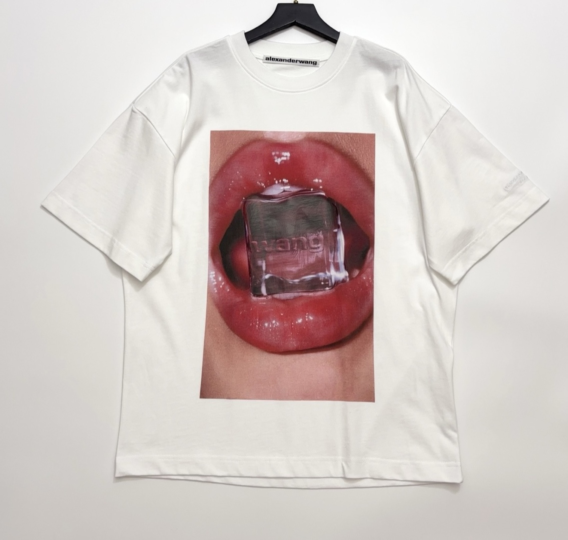 Alexander Wang Red Lip Print Loose Fashion Short-Sleeve T-Shirt