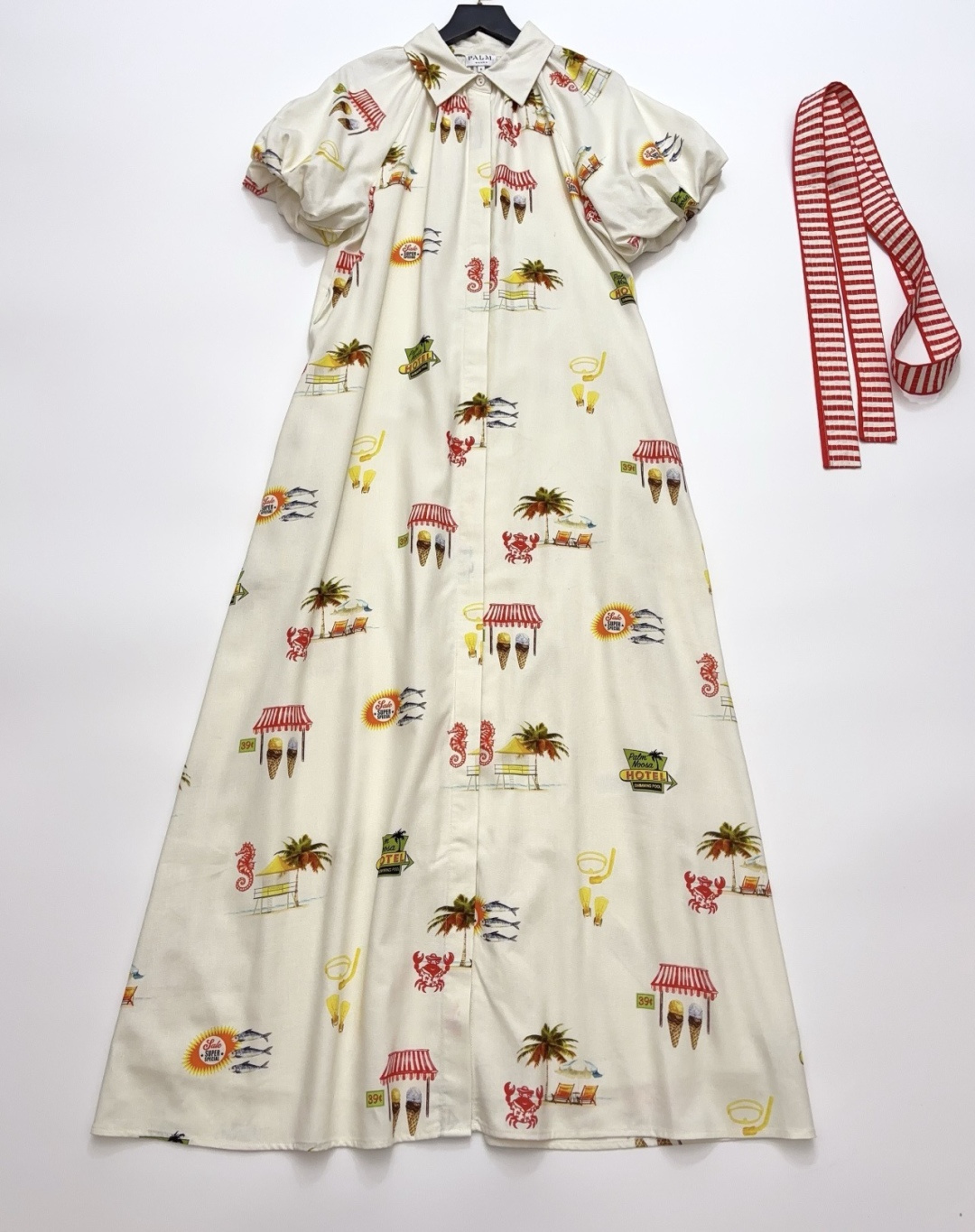 Palm Noosa Resort Floral Print Puff Sleeve Lapel Long Dress