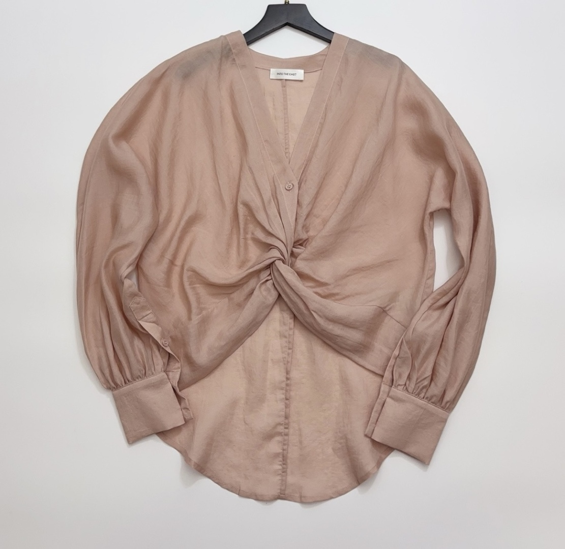 Into The East V-Neck Twist-Front Blouse Top