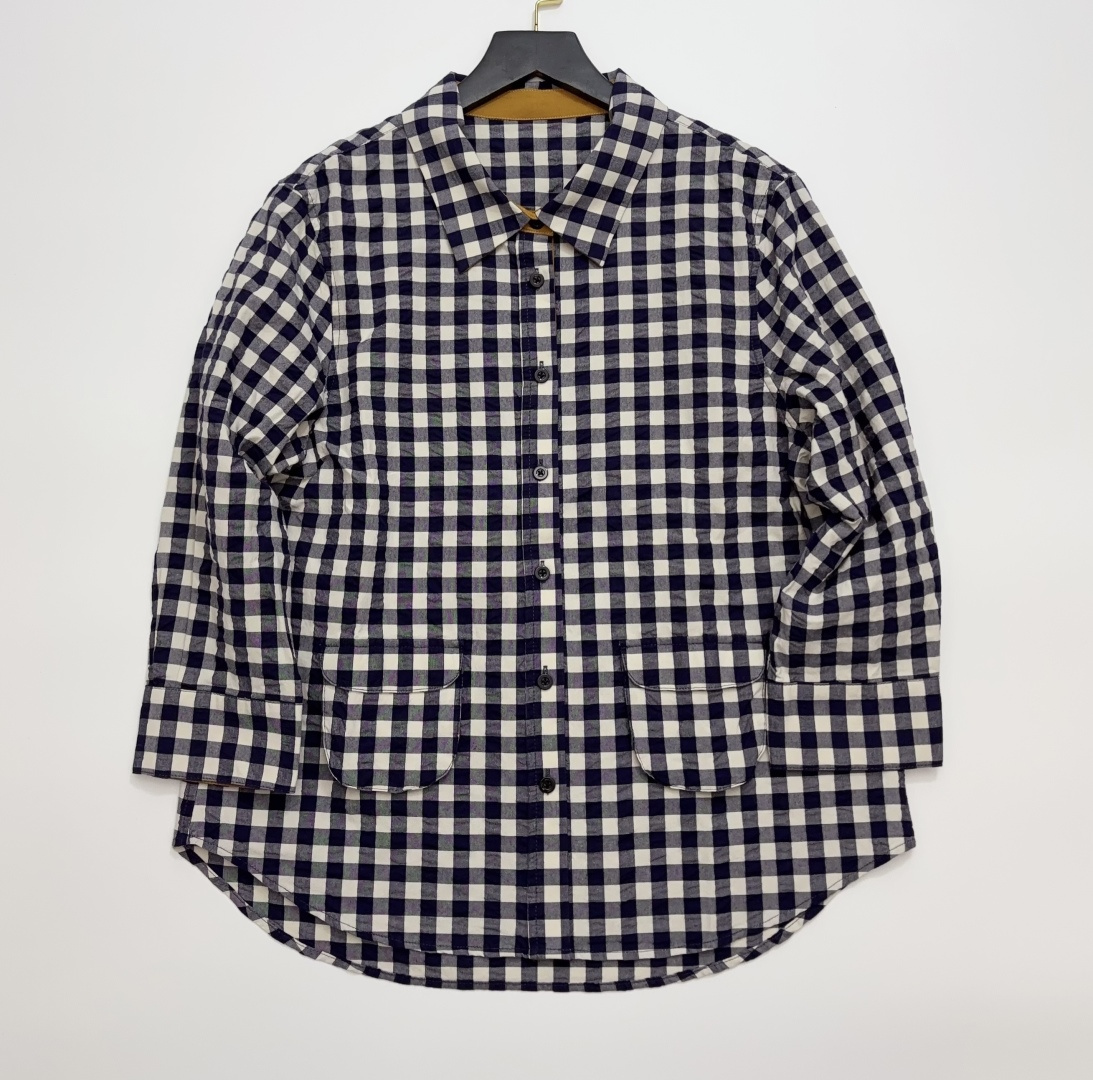 Time Black and White Plaid Simple Shirt Top