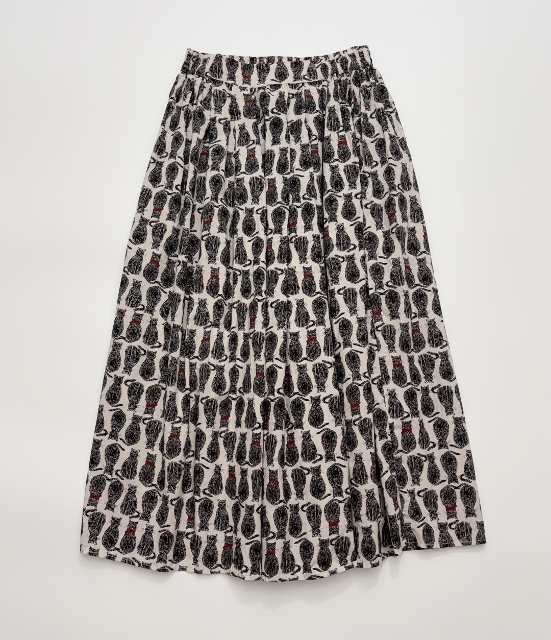 Kitten Print Loose Casual Midi Skirt