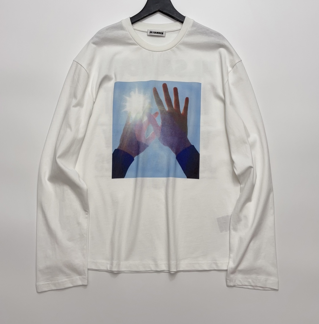 Jil Sander Graffiti Print Round Neck Relaxed Long-Sleeve T-Shirt