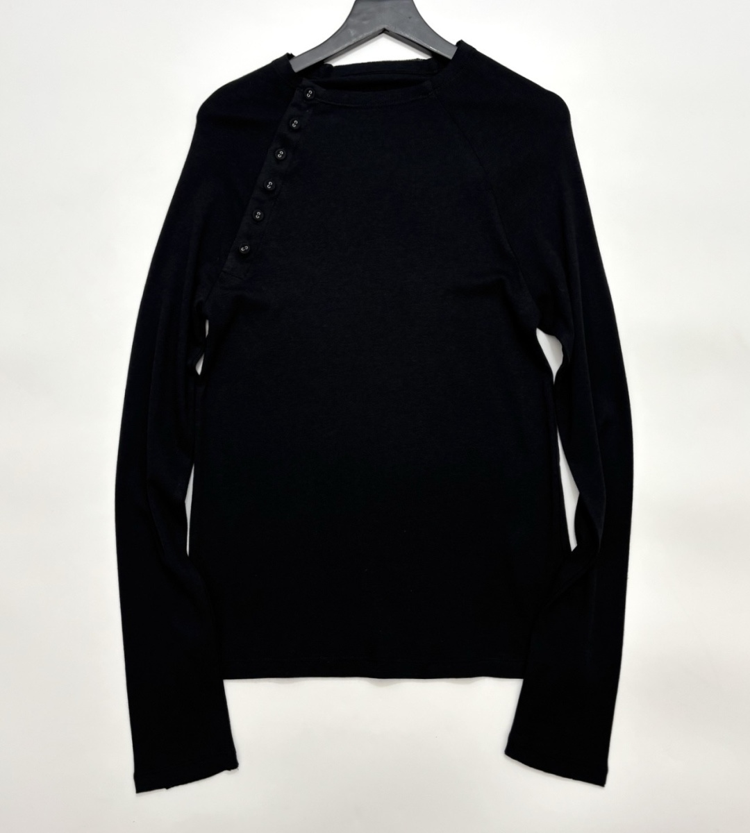 Chinese Style Asymmetrical Placket Slim Fit Knit Top