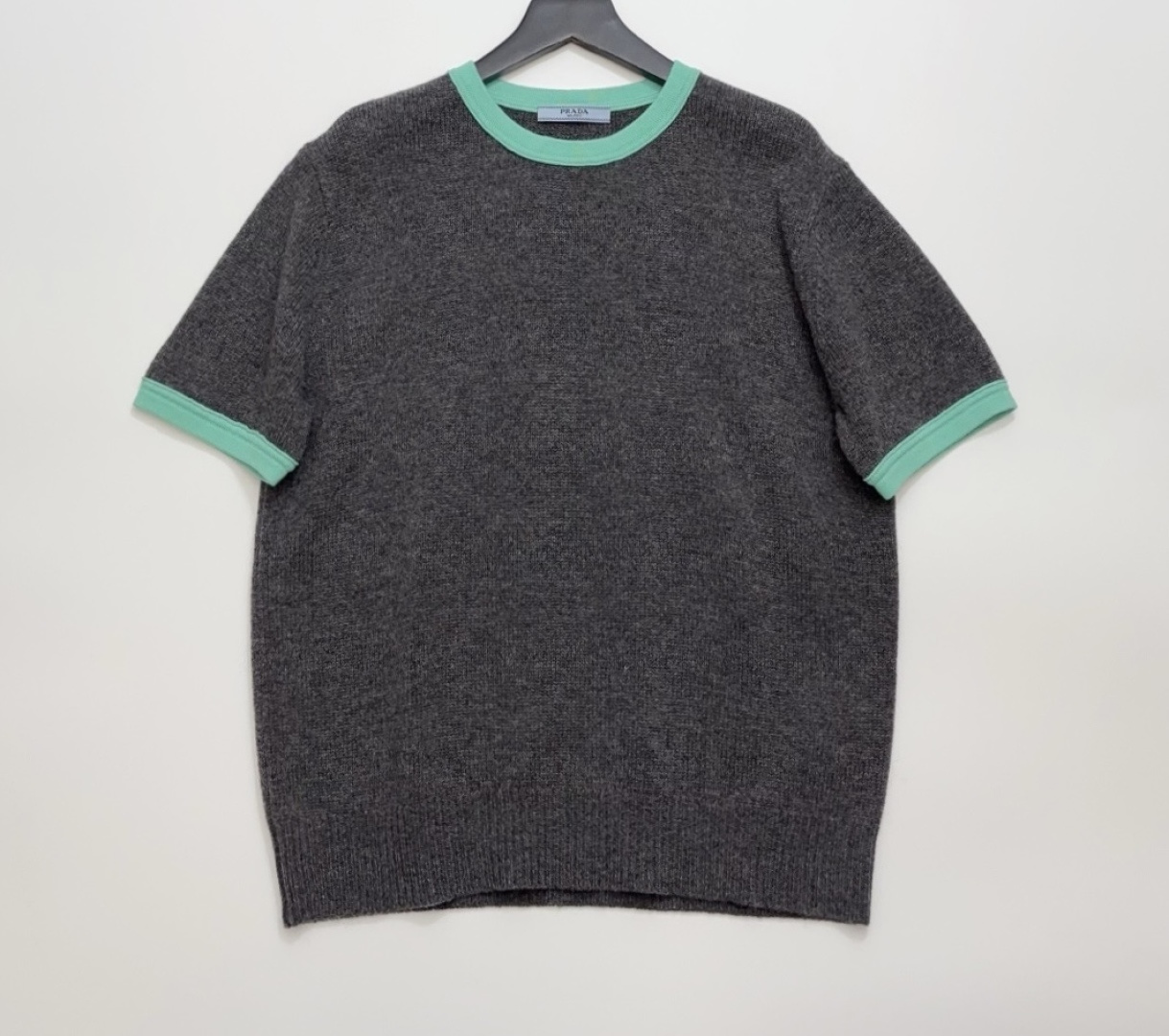 Prada Colorblock Design Round Neck Short Sleeve Knit Pullover Sweater