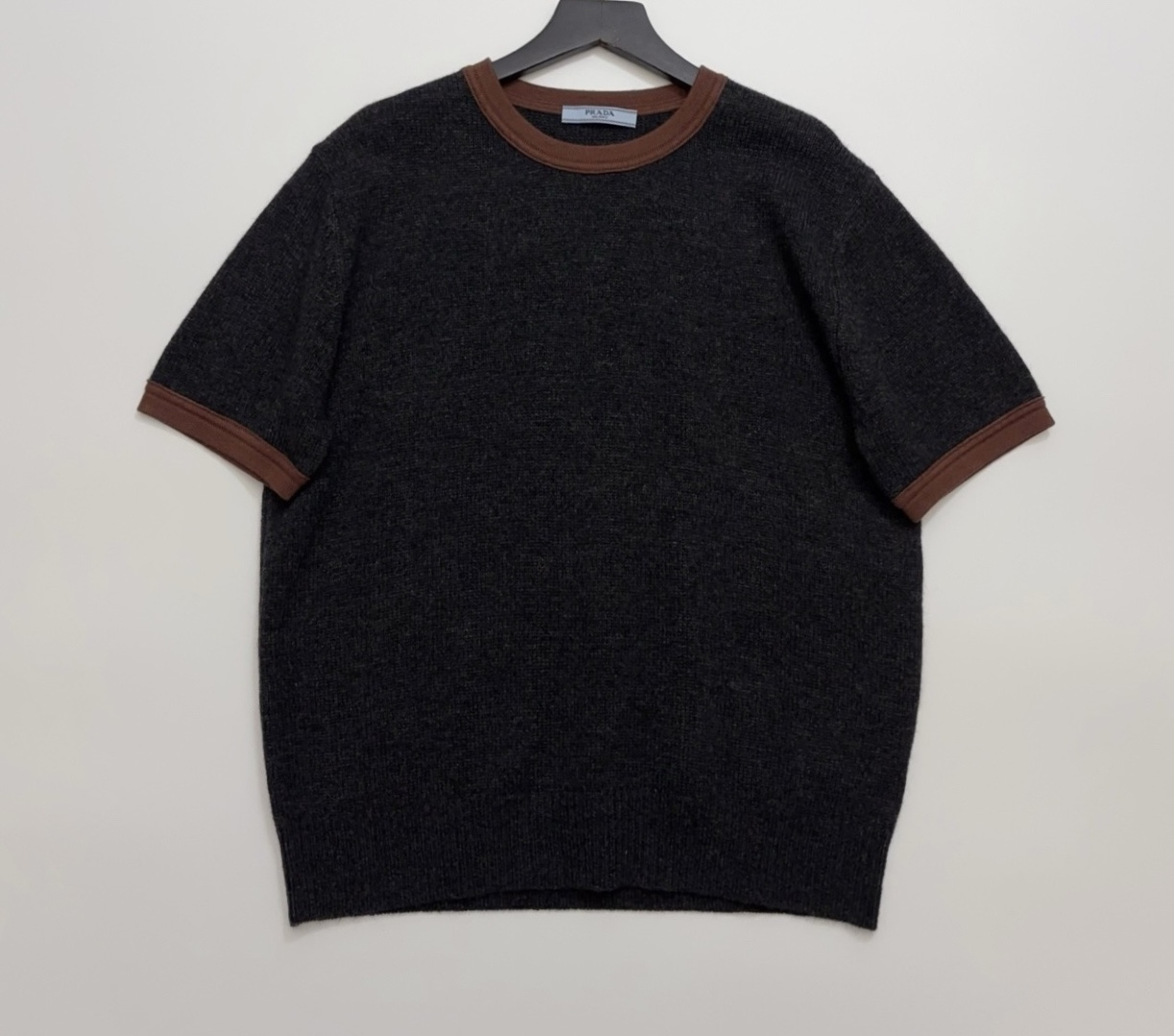 Prada Colorblock Design Round Neck Short Sleeve Knit Pullover Sweater