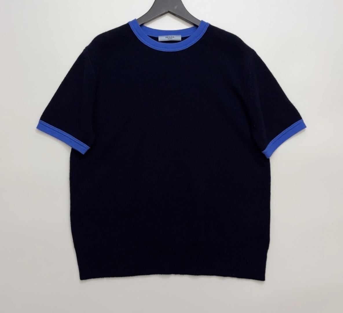 Prada Colorblock Design Round Neck Short Sleeve Knit Pullover Sweater