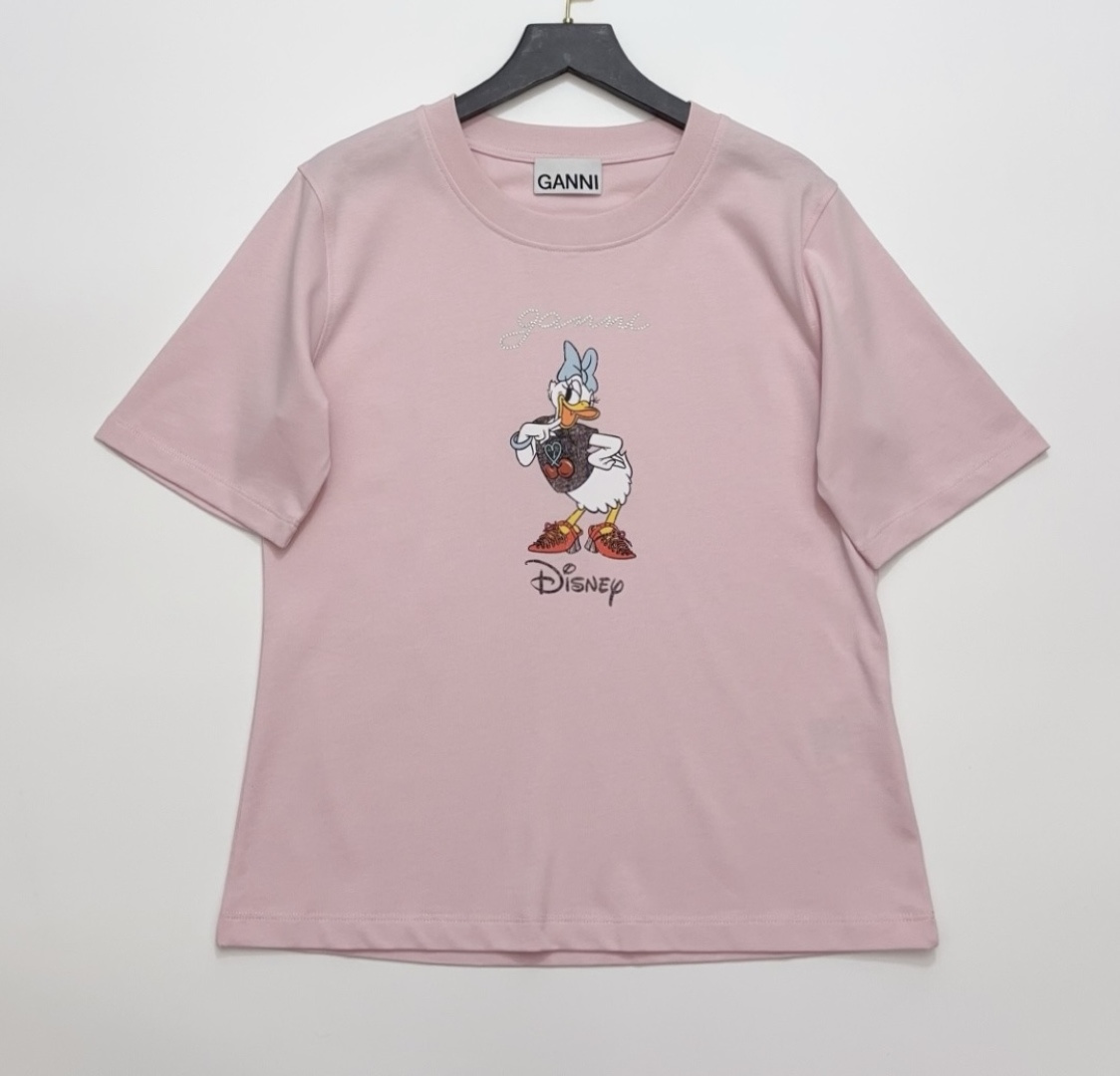 GANNI Daisy Print Playful Casual Short Sleeve T-Shirt