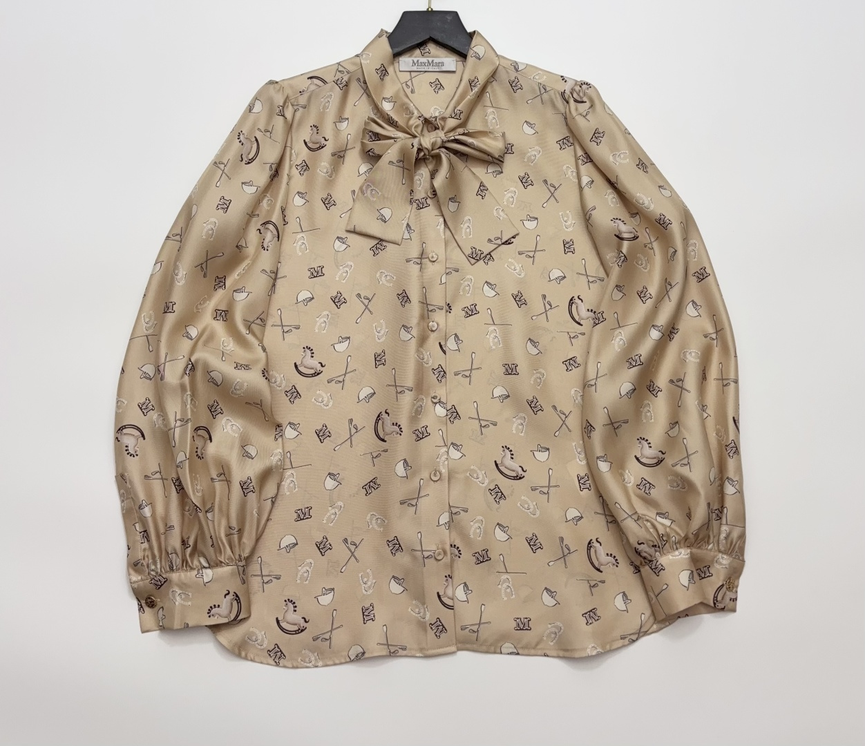 Max Mara 2026 Early Spring New Silk Print Tie-Neck Shirt