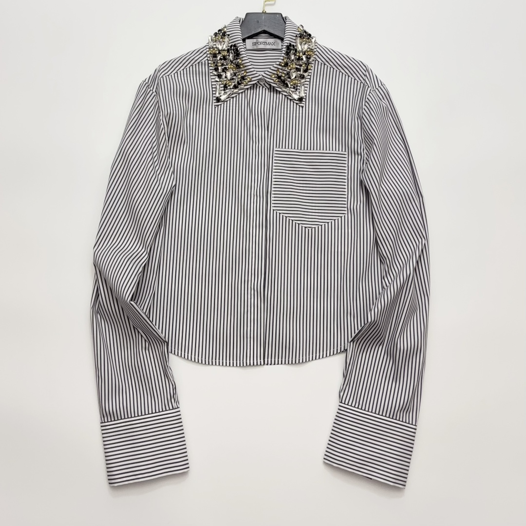Sportmax Stud Embellished Striped Shirt