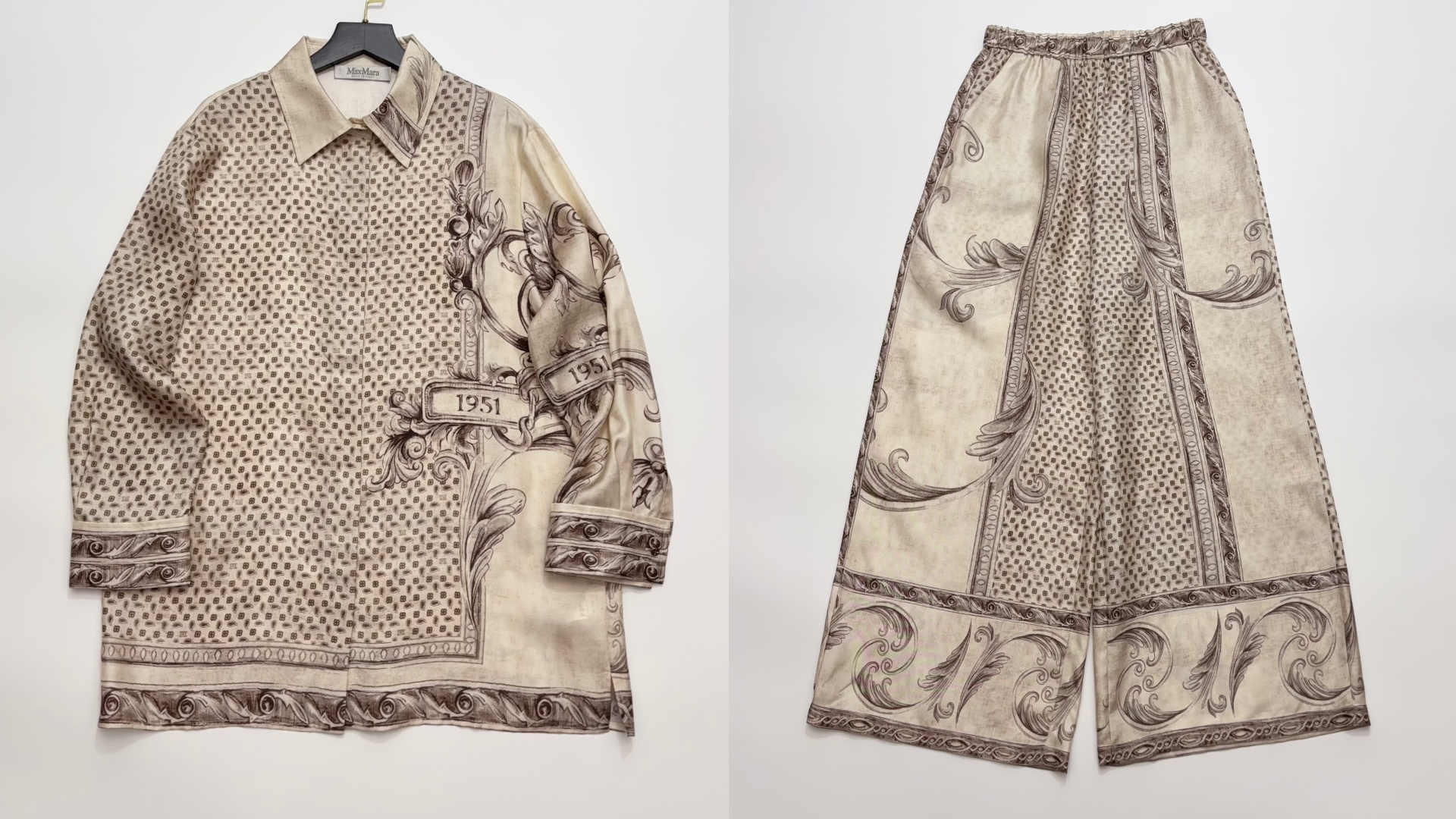 Max Mara 2026 Spring/Summer New MXMGRADO Fashion Mulberry Silk Long-Sleeve Shirt and Trousers Set