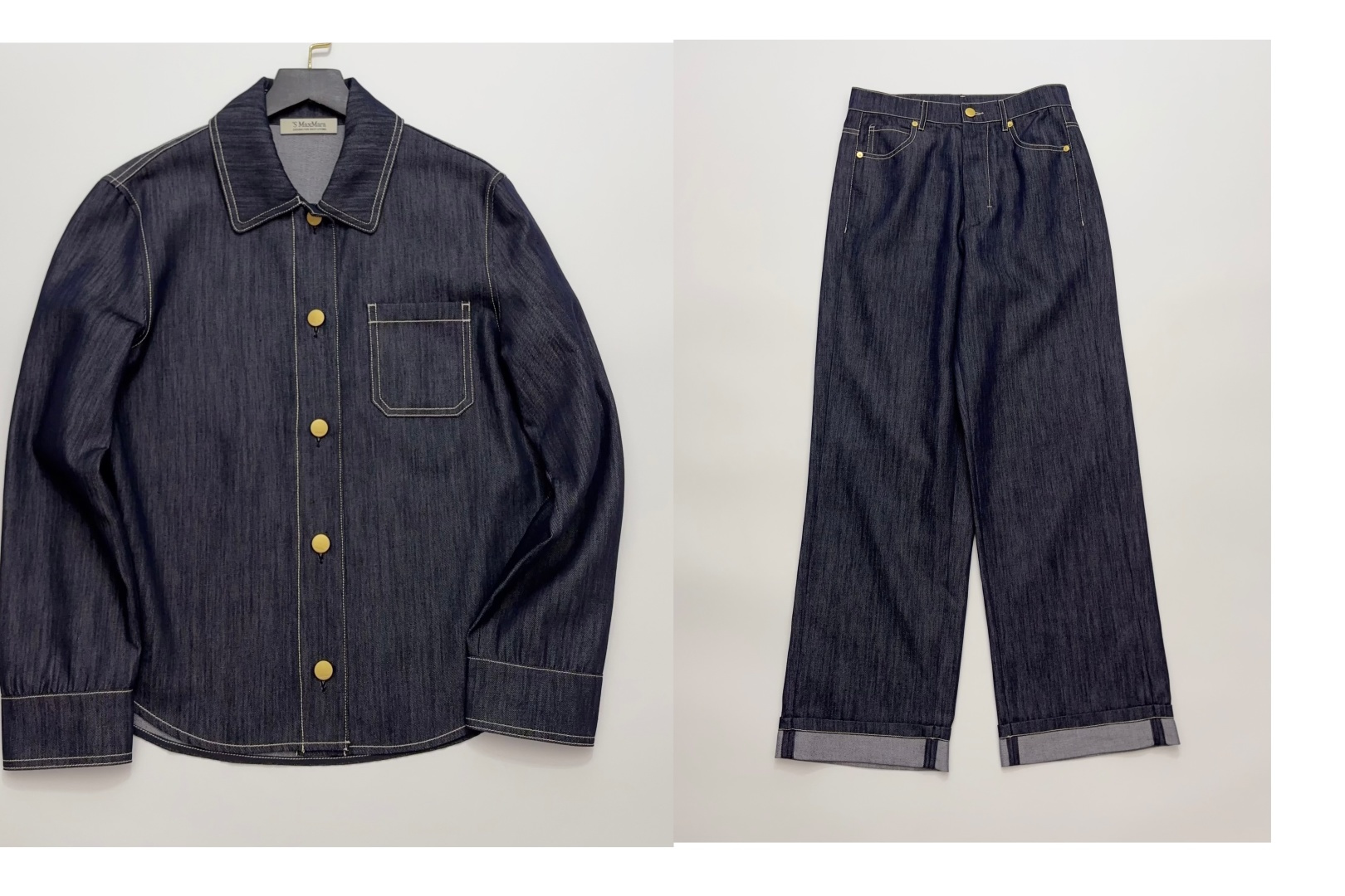S Max Mara 2026 Spring/Summer Cotton Denim Shirt and Trousers Set