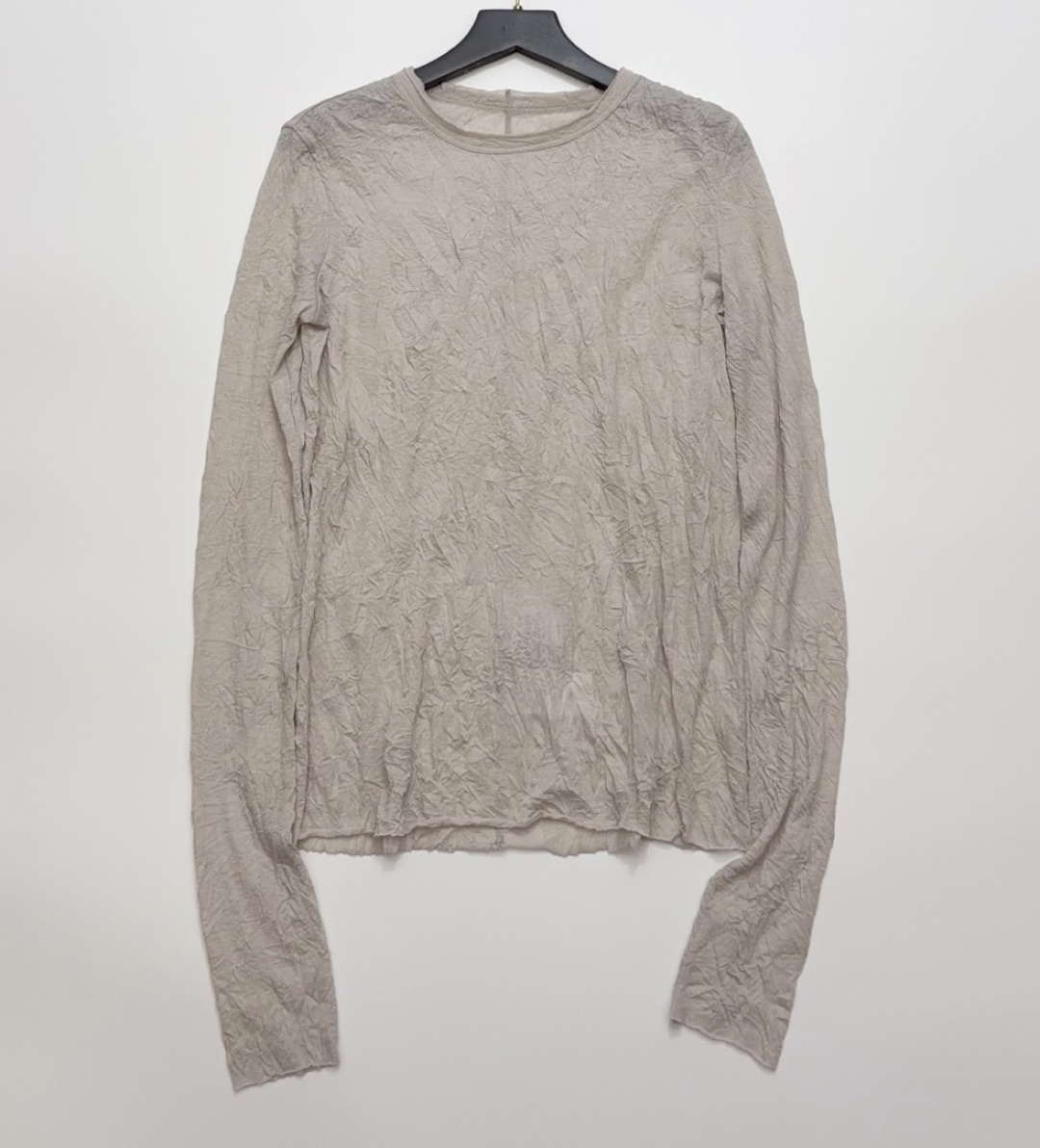 CONCISE WHITE Spring/Summer 2026 Pleated Crew Neck Long Sleeve T-Shirt