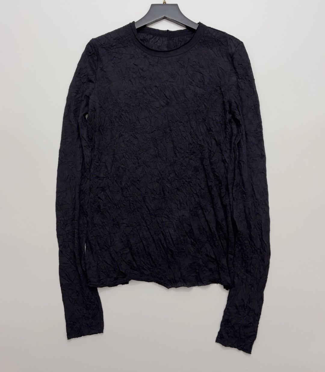 CONCISE WHITE Spring/Summer 2026 Pleated Crew Neck Long Sleeve T-Shirt