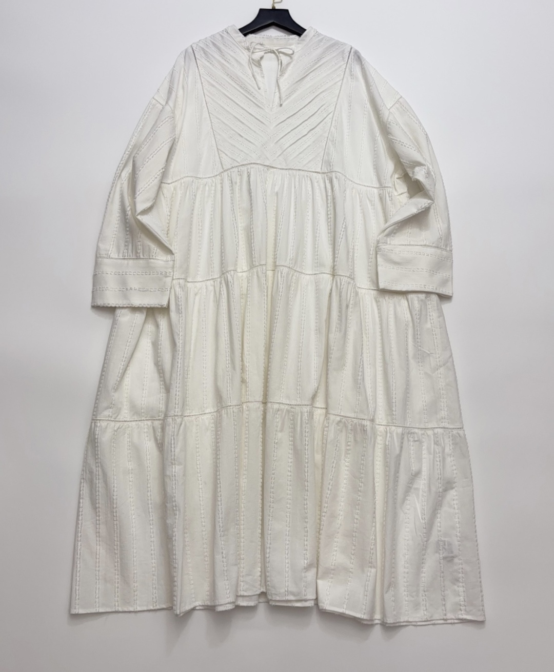 Japanese Style Tumugu Loose Long Embroidered Dress