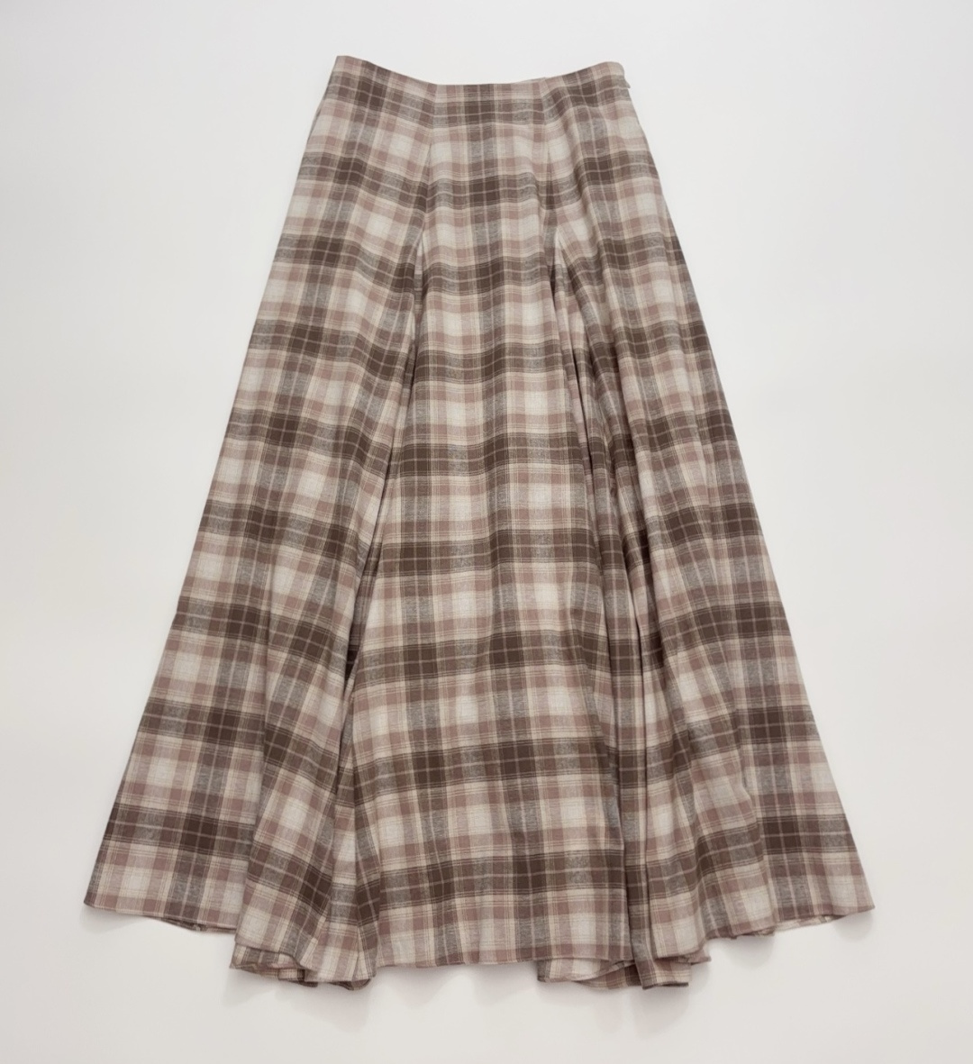 INTO THE EAST Spring/Summer 26 Coffee Pink Plaid Tie-Waist Midi Skirt