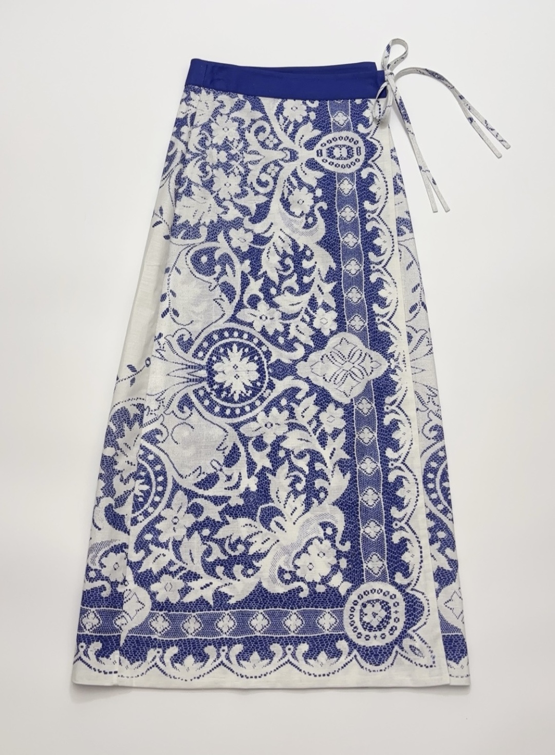 Aston Studio Blue and White Porcelain Print Wrap Skirt