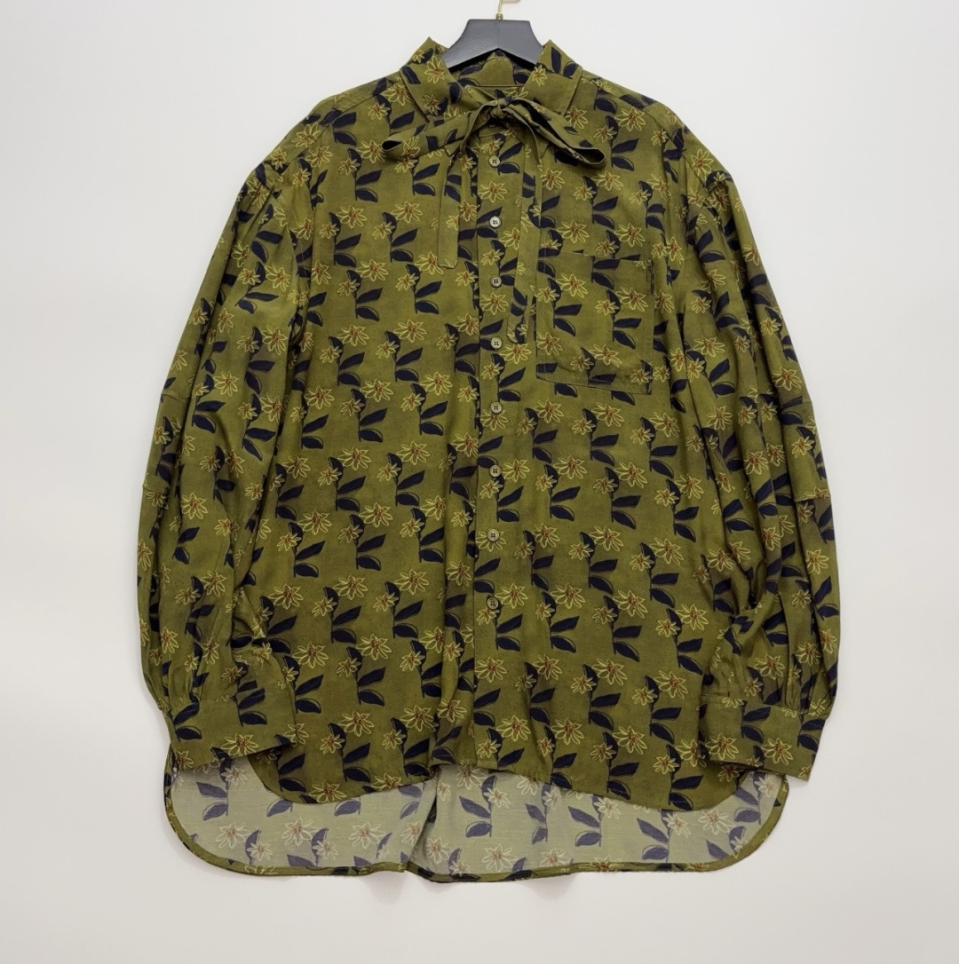 Dahlia Print Loose Long Sleeve Shirt