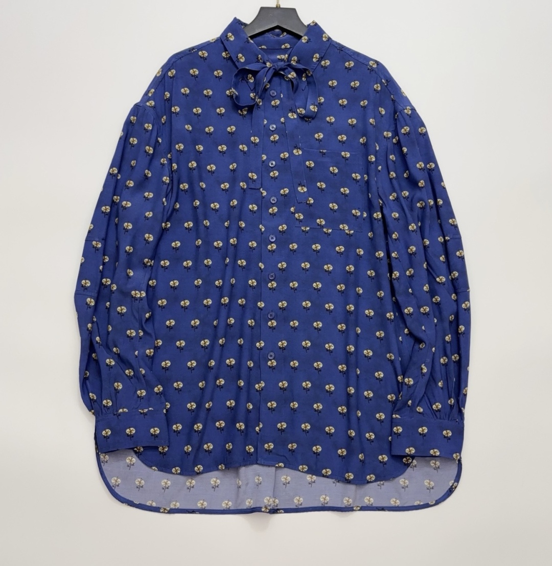 Dahlia Print Loose Long Sleeve Shirt