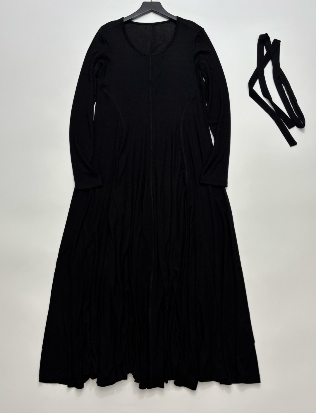 Yoeyyou Fine Merino Wool Tencel V-Neck Fit & Flare Maxi Dress with Tie Detail