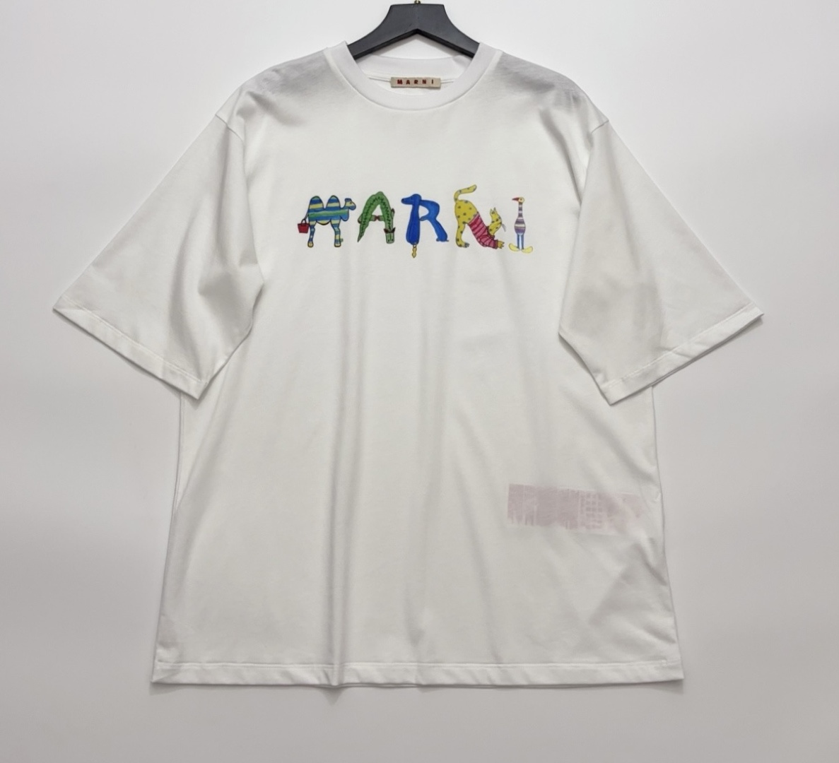 Marni Colorful Graffiti Letter Loose Short Sleeve Crew Neck T-Shirt